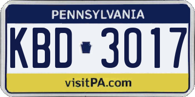 PA license plate KBD3017
