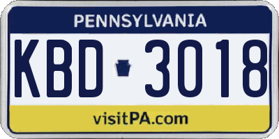PA license plate KBD3018