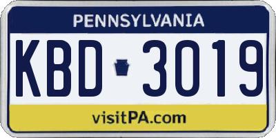 PA license plate KBD3019