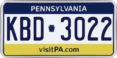 PA license plate KBD3022