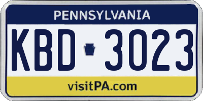 PA license plate KBD3023