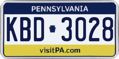 PA license plate KBD3028
