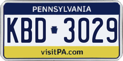 PA license plate KBD3029