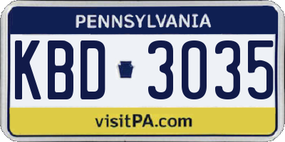 PA license plate KBD3035