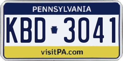 PA license plate KBD3041