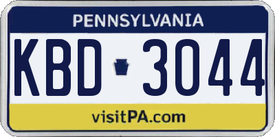 PA license plate KBD3044