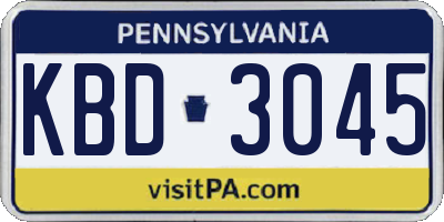 PA license plate KBD3045