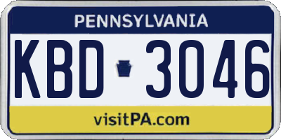 PA license plate KBD3046