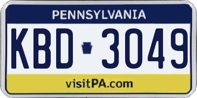 PA license plate KBD3049