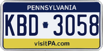 PA license plate KBD3058