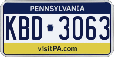PA license plate KBD3063