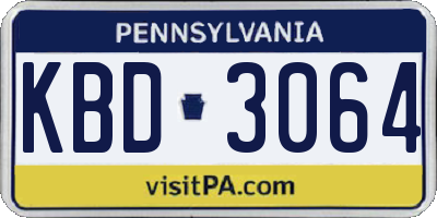 PA license plate KBD3064