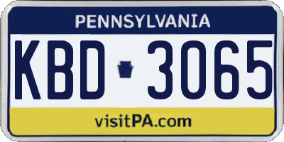 PA license plate KBD3065