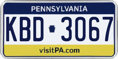 PA license plate KBD3067