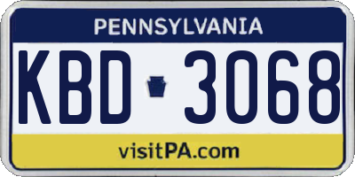 PA license plate KBD3068