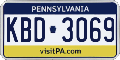 PA license plate KBD3069