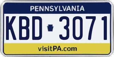 PA license plate KBD3071
