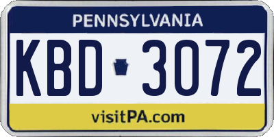 PA license plate KBD3072