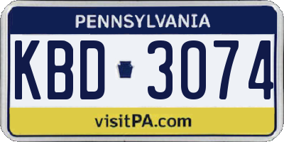 PA license plate KBD3074