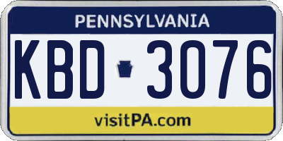 PA license plate KBD3076