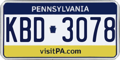 PA license plate KBD3078
