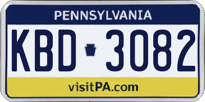PA license plate KBD3082