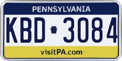 PA license plate KBD3084