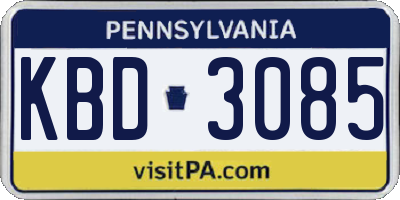 PA license plate KBD3085