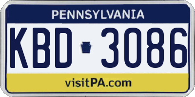 PA license plate KBD3086
