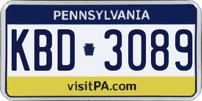 PA license plate KBD3089