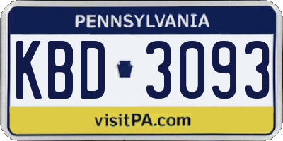 PA license plate KBD3093
