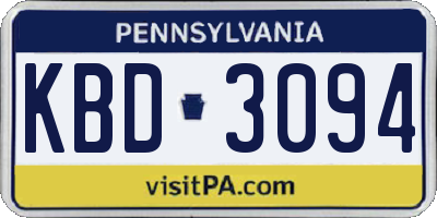 PA license plate KBD3094