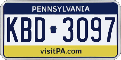 PA license plate KBD3097