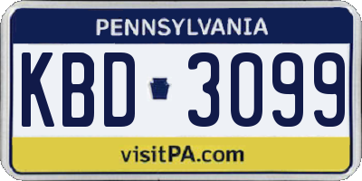 PA license plate KBD3099
