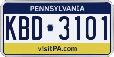 PA license plate KBD3101