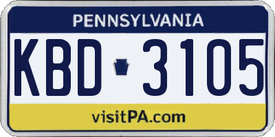PA license plate KBD3105