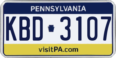 PA license plate KBD3107