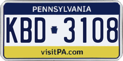 PA license plate KBD3108