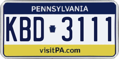 PA license plate KBD3111