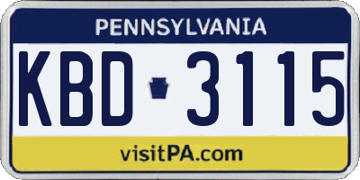PA license plate KBD3115