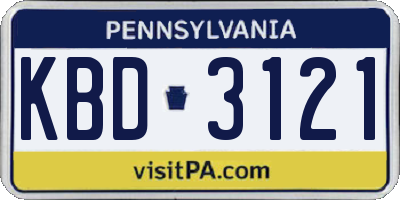 PA license plate KBD3121
