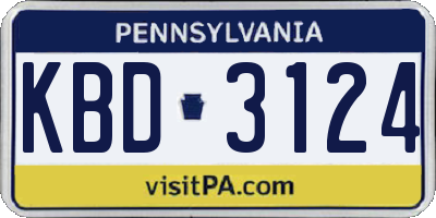 PA license plate KBD3124