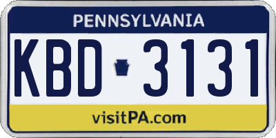 PA license plate KBD3131