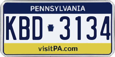 PA license plate KBD3134