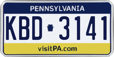 PA license plate KBD3141