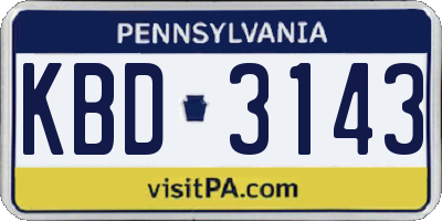 PA license plate KBD3143