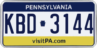 PA license plate KBD3144