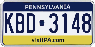 PA license plate KBD3148