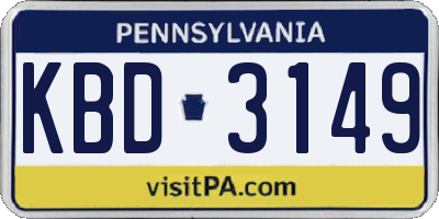 PA license plate KBD3149