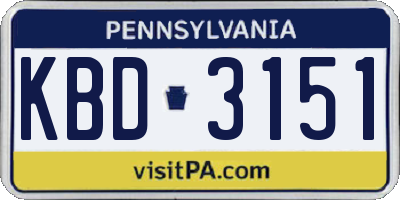 PA license plate KBD3151